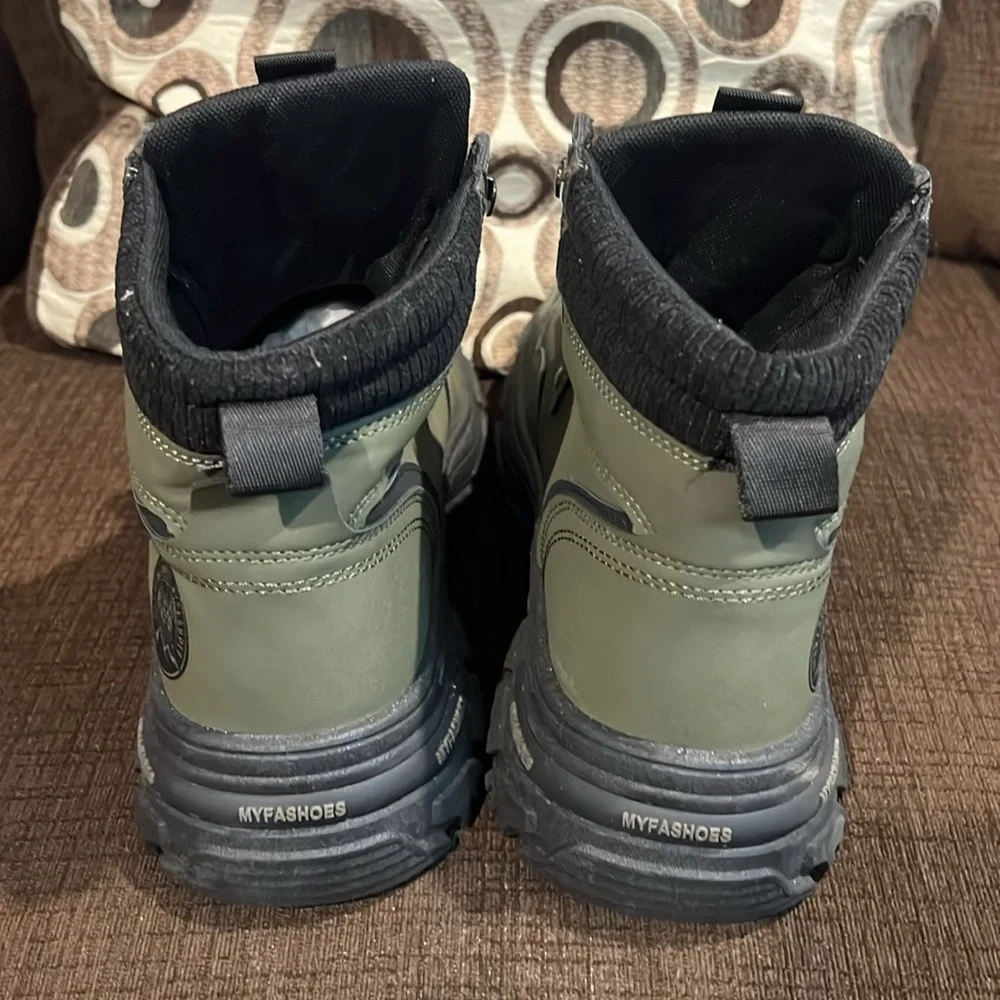 Men's Green and Black High-Top Boots